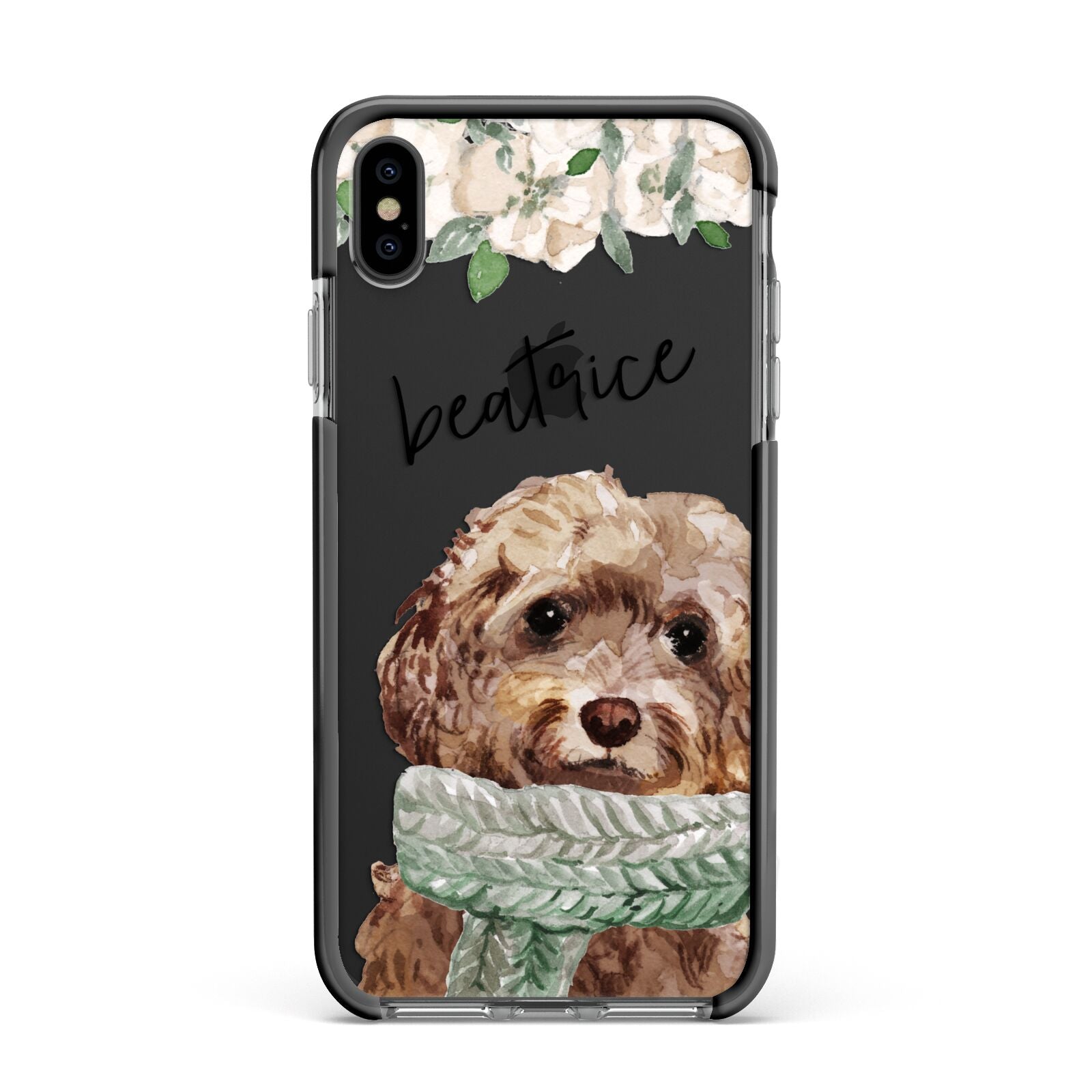 Personalised Cockapoo Dog Apple iPhone Xs Max Impact Case Black Edge on Black Phone