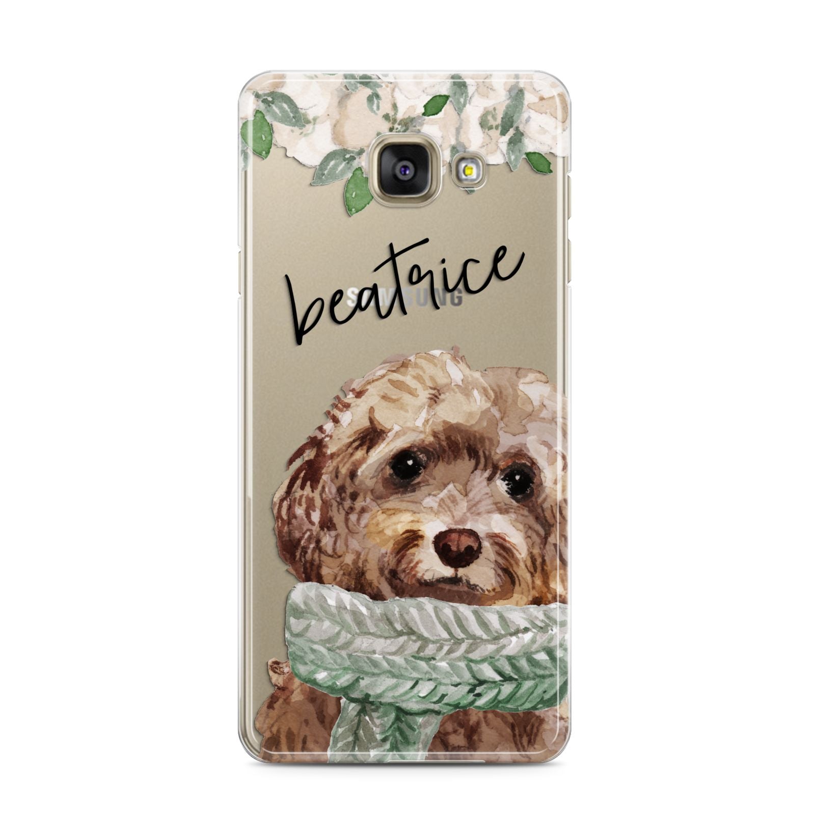 Personalised Cockapoo Dog Samsung Galaxy A3 2016 Case on gold phone