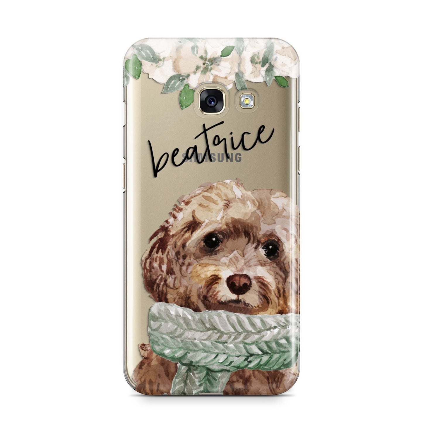 Personalised Cockapoo Dog Samsung Galaxy A3 2017 Case on gold phone