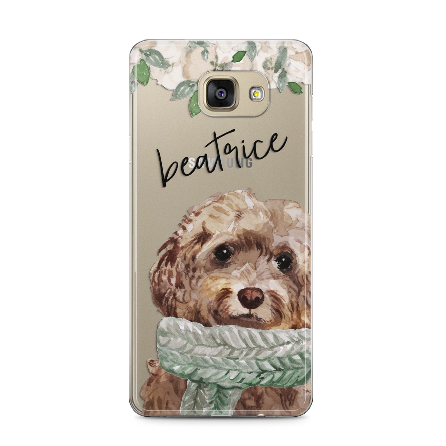 Personalised Cockapoo Dog Samsung Galaxy A5 2016 Case on gold phone
