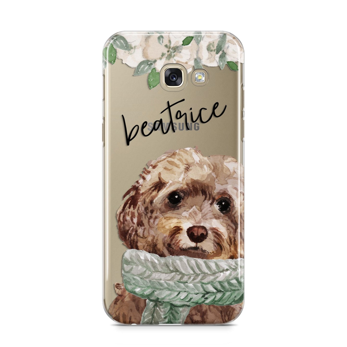 Personalised Cockapoo Dog Samsung Galaxy A5 2017 Case on gold phone