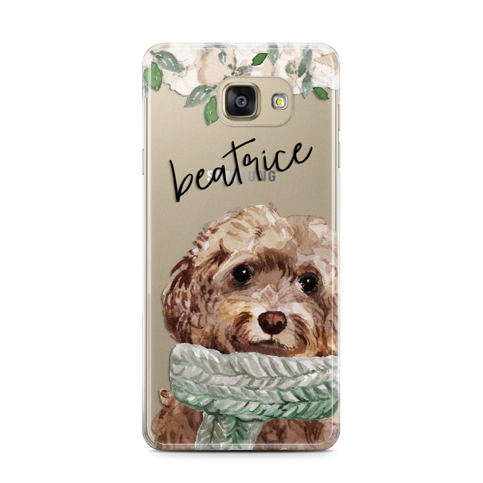 Personalised Cockapoo Dog Samsung Galaxy A7 2016 Case on gold phone
