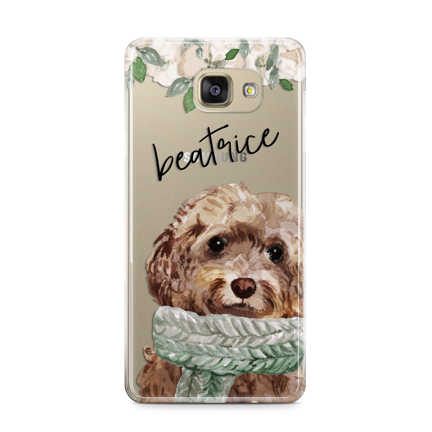 Personalised Cockapoo Dog Samsung Galaxy A9 2016 Case on gold phone