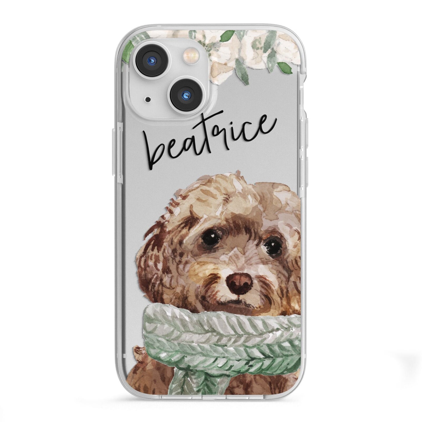 Personalised Cockapoo Dog iPhone 13 Mini TPU Impact Case with White Edges