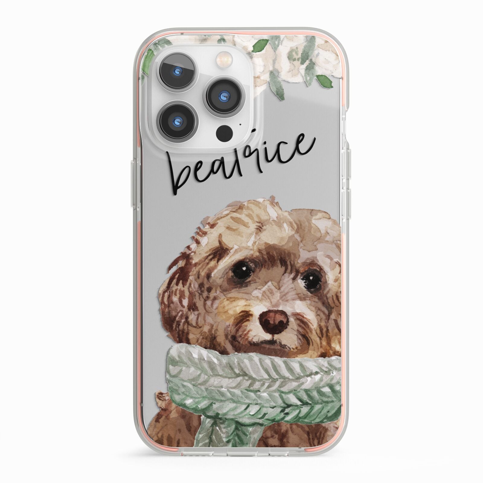 Personalised Cockapoo Dog iPhone 13 Pro TPU Impact Case with Pink Edges
