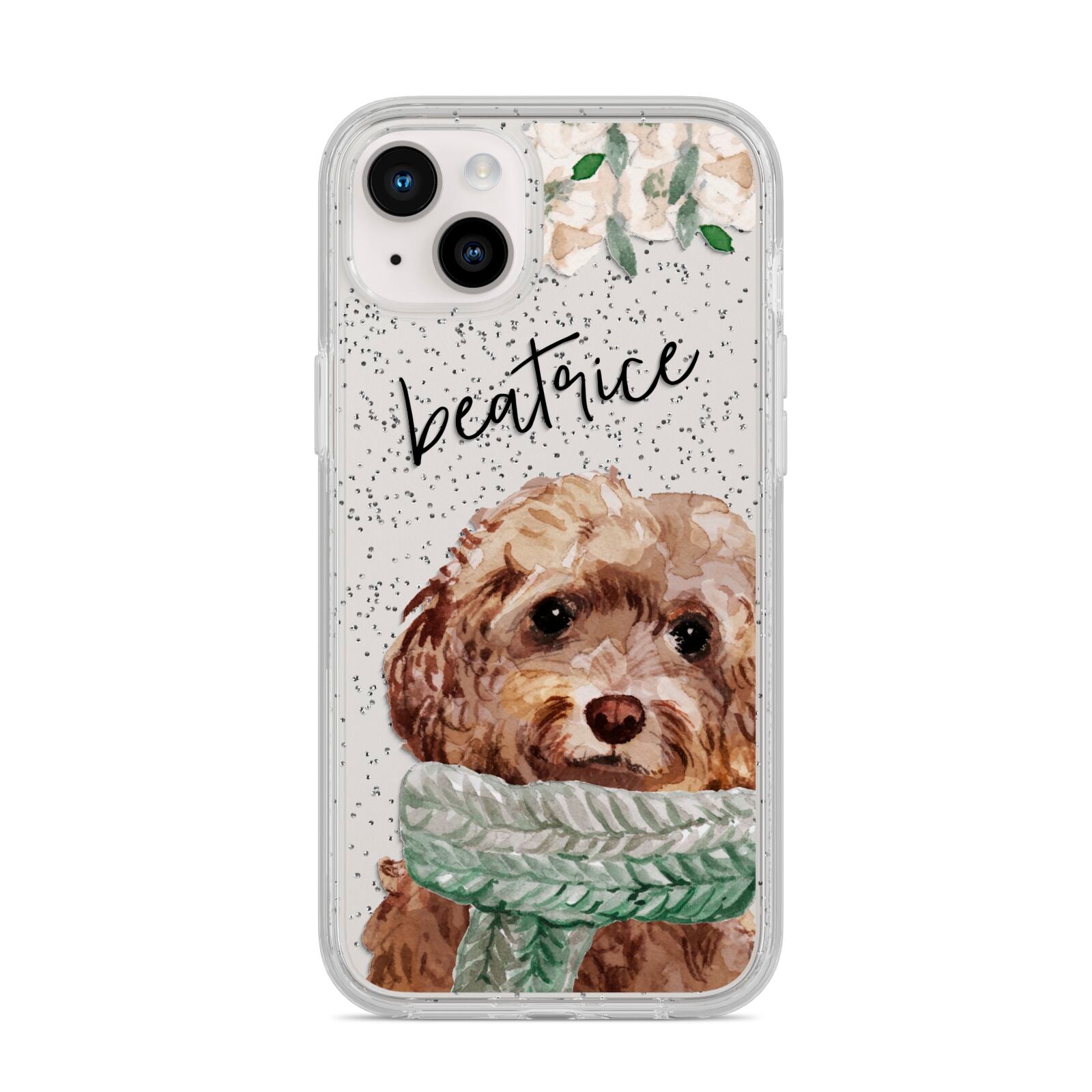 Personalised Cockapoo Dog iPhone 14 Plus Glitter Tough Case Starlight