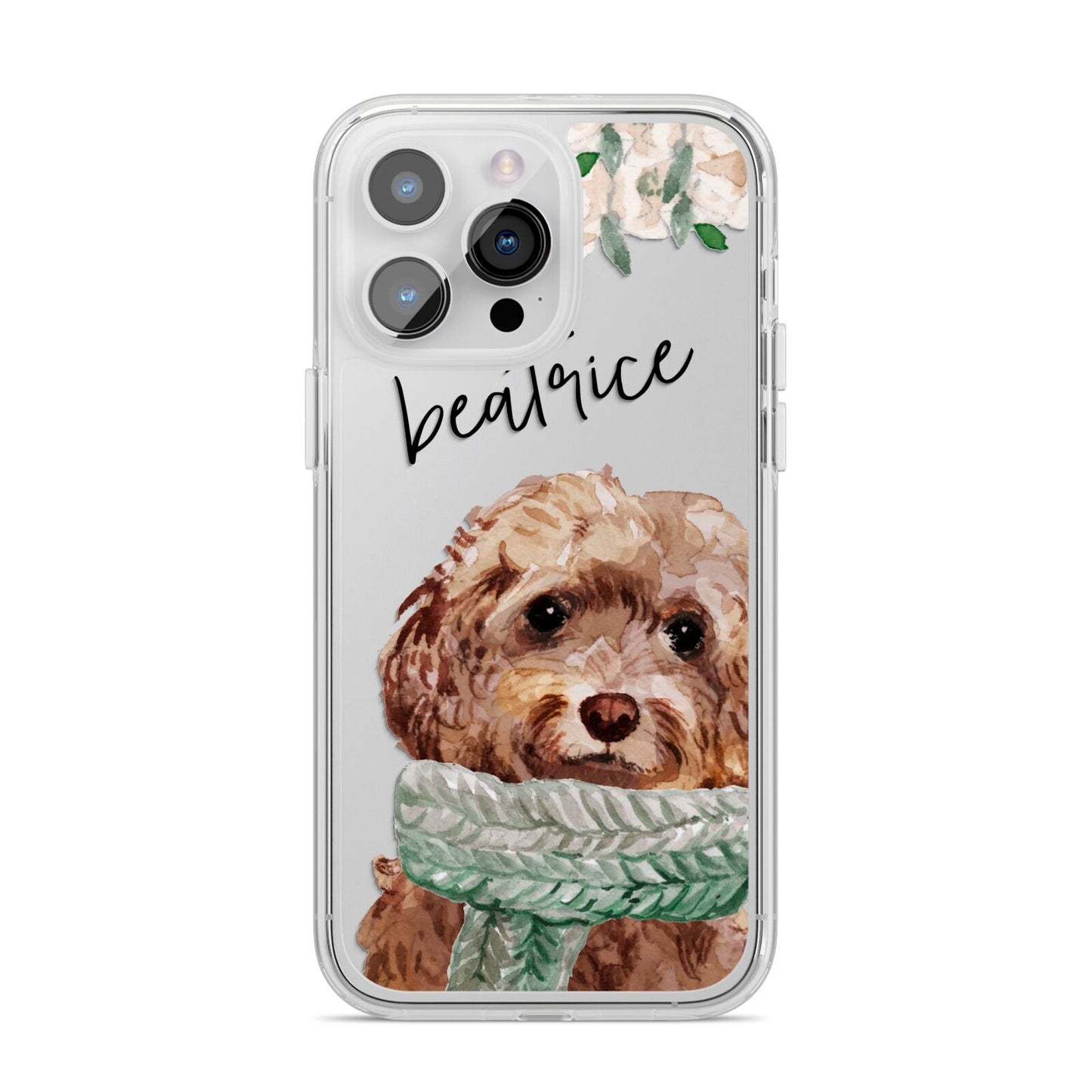 Personalised Cockapoo Dog iPhone 14 Pro Max Clear Tough Case Silver