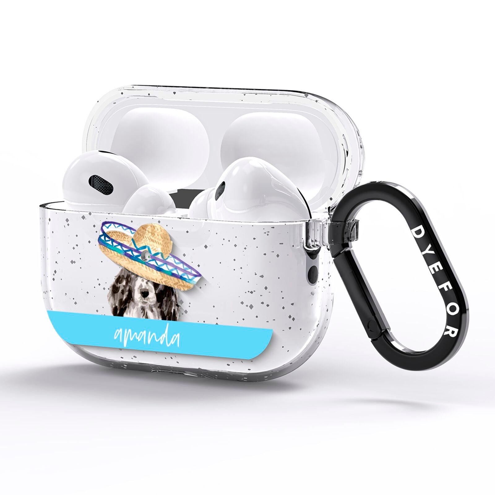 Personalised Cocker Spaniel AirPods Pro Glitter Case Side Image