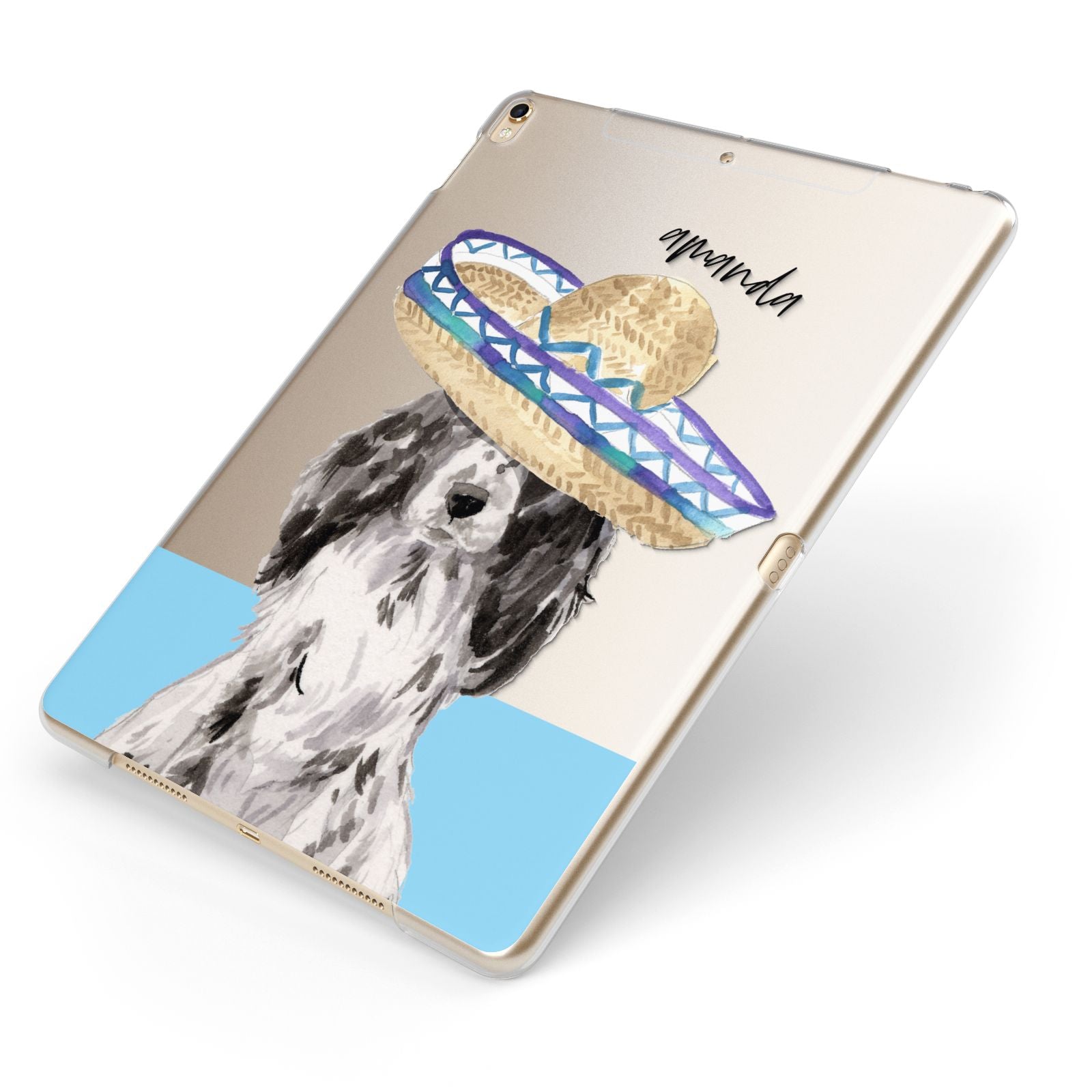 Personalised Cocker Spaniel Apple iPad Case on Gold iPad Side View