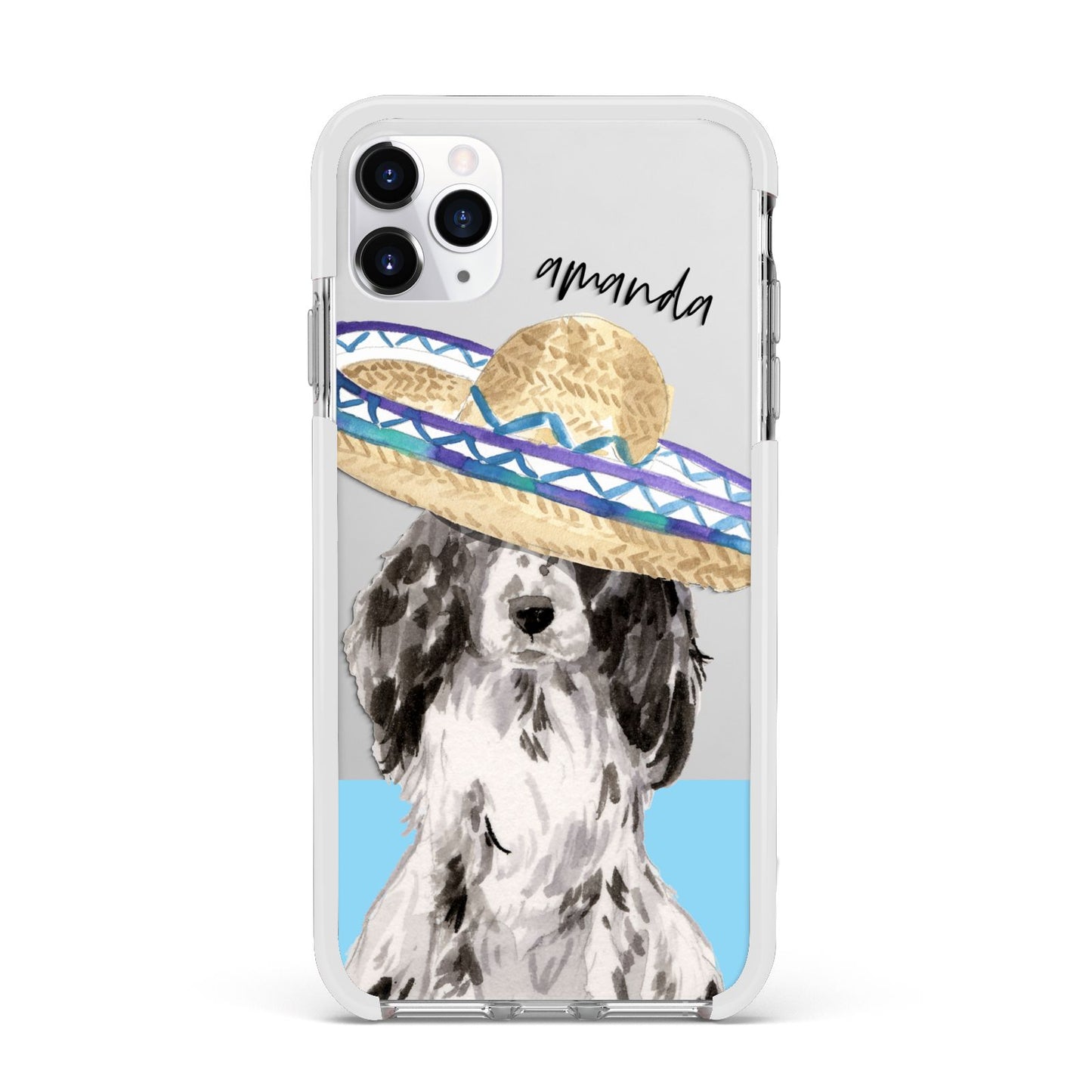 Personalised Cocker Spaniel Apple iPhone 11 Pro Max in Silver with White Impact Case