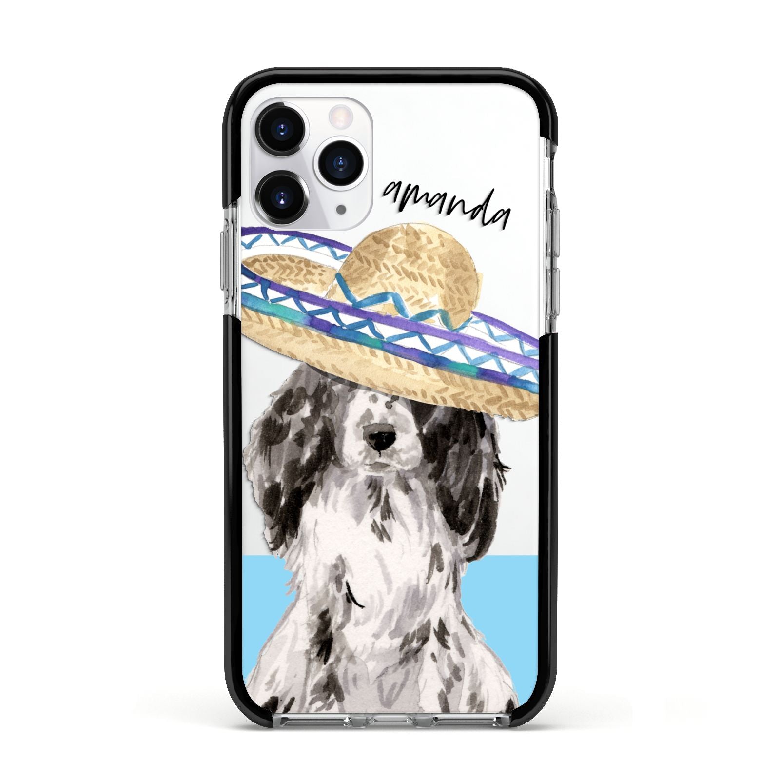 Personalised Cocker Spaniel Apple iPhone 11 Pro in Silver with Black Impact Case