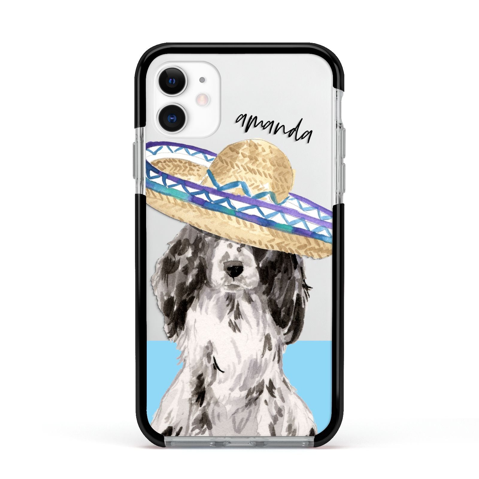 Personalised Cocker Spaniel Apple iPhone 11 in White with Black Impact Case