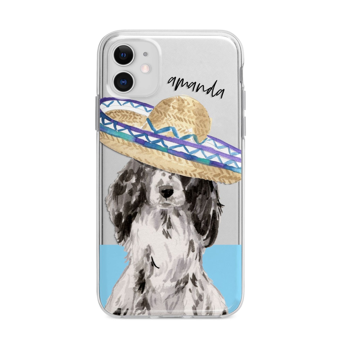 Personalised Cocker Spaniel Apple iPhone 11 in White with Bumper Case