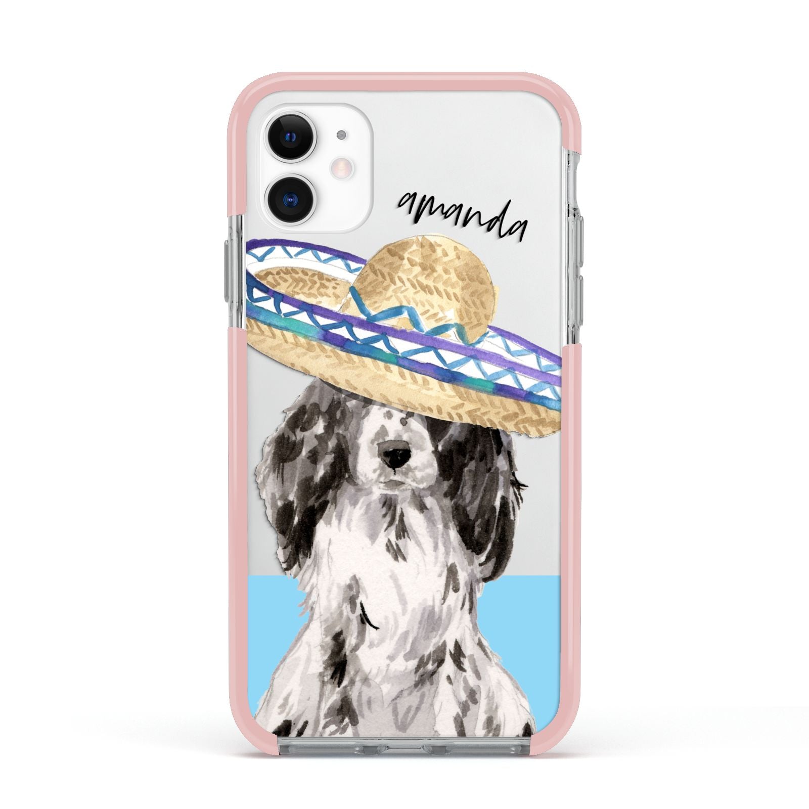 Personalised Cocker Spaniel Apple iPhone 11 in White with Pink Impact Case