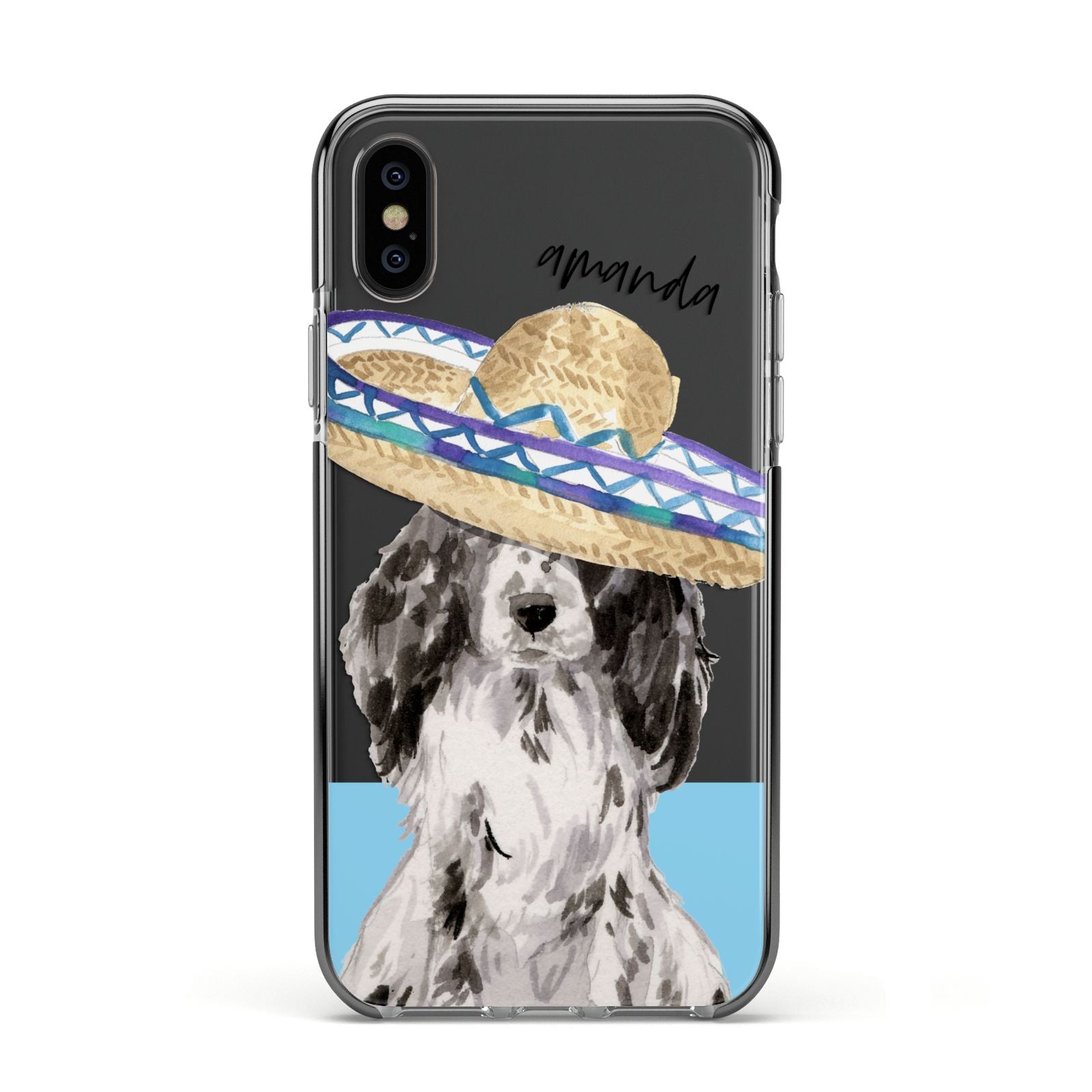 Personalised Cocker Spaniel Apple iPhone Xs Impact Case Black Edge on Black Phone