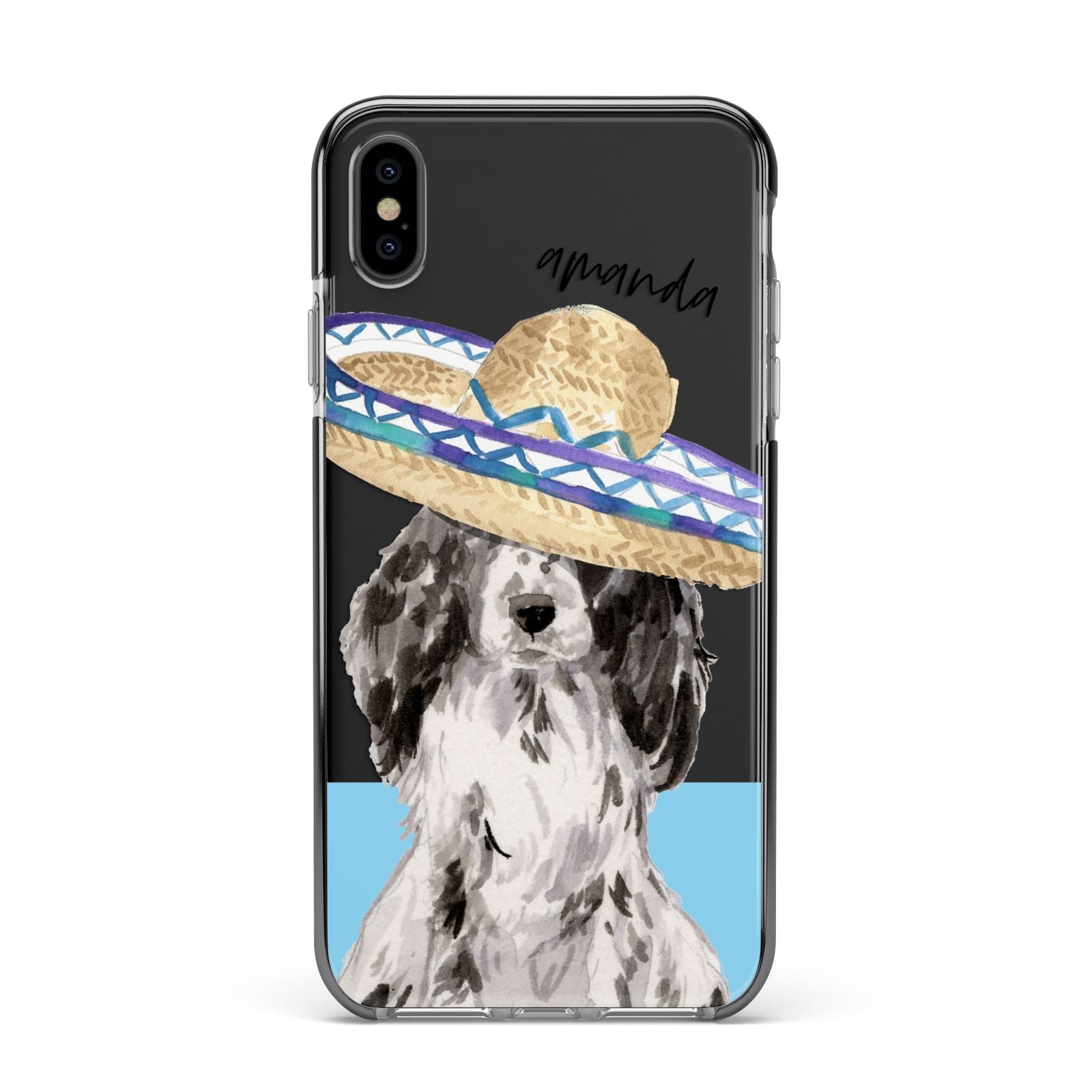 Personalised Cocker Spaniel Apple iPhone Xs Max Impact Case Black Edge on Black Phone