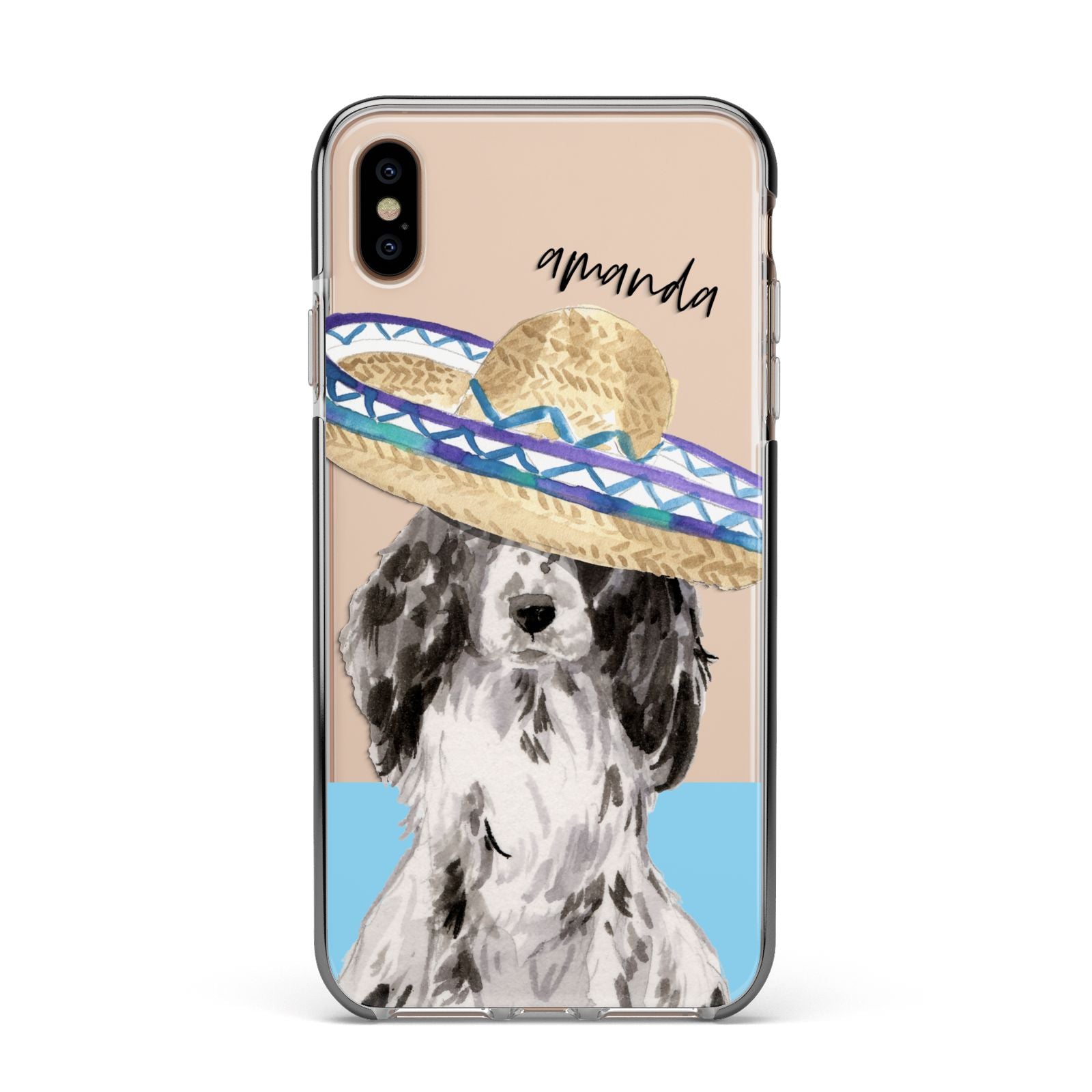 Personalised Cocker Spaniel Apple iPhone Xs Max Impact Case Black Edge on Gold Phone
