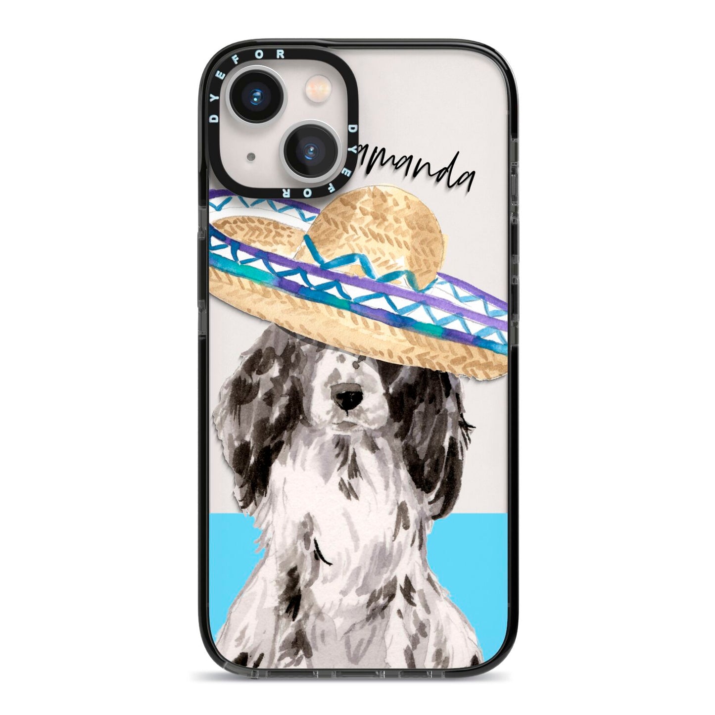 Personalised Cocker Spaniel iPhone 13 Black Impact Case on Silver phone