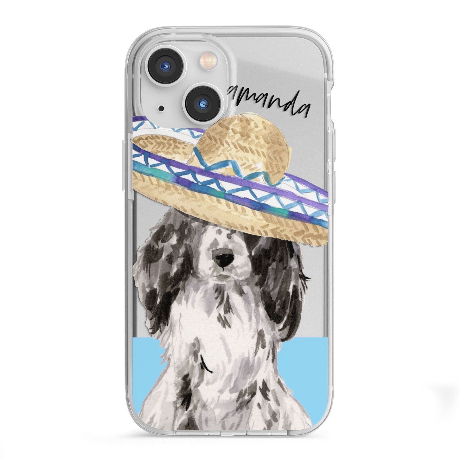 Personalised Cocker Spaniel iPhone 13 Mini TPU Impact Case with White Edges