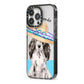 Personalised Cocker Spaniel iPhone 13 Pro Black Impact Case Side Angle on Silver phone