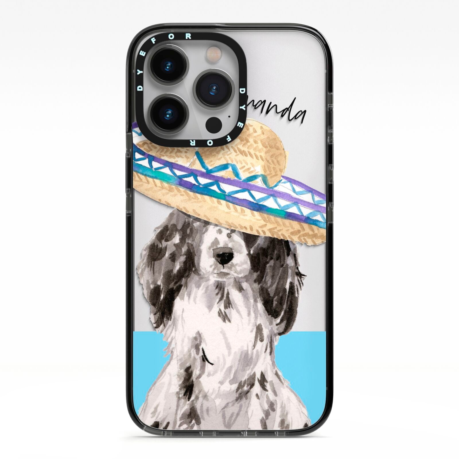 Personalised Cocker Spaniel iPhone 13 Pro Black Impact Case on Silver phone