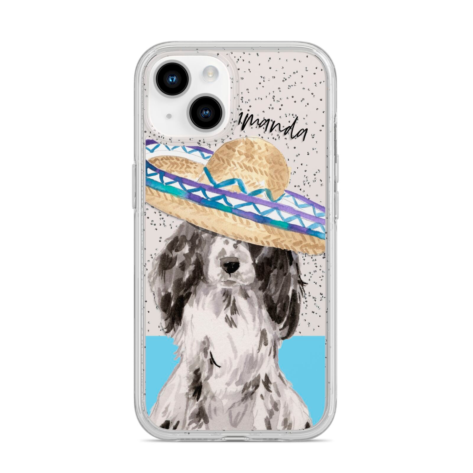 Personalised Cocker Spaniel iPhone 14 Glitter Tough Case Starlight