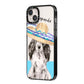 Personalised Cocker Spaniel iPhone 14 Plus Black Impact Case Side Angle on Silver phone