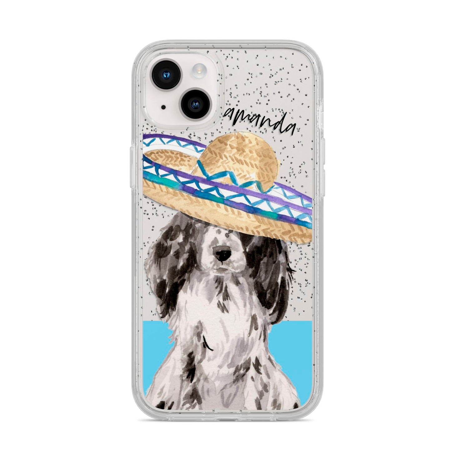 Personalised Cocker Spaniel iPhone 14 Plus Glitter Tough Case Starlight