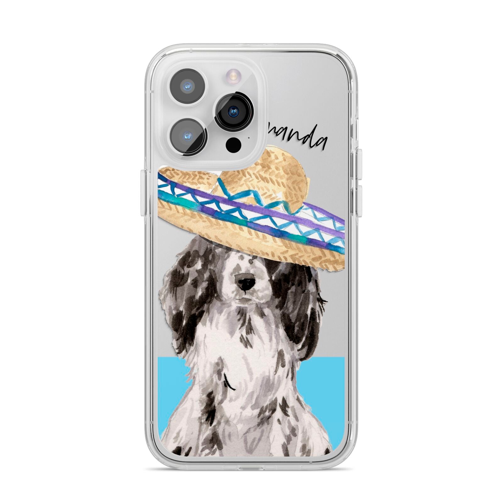 Personalised Cocker Spaniel iPhone 14 Pro Max Clear Tough Case Silver