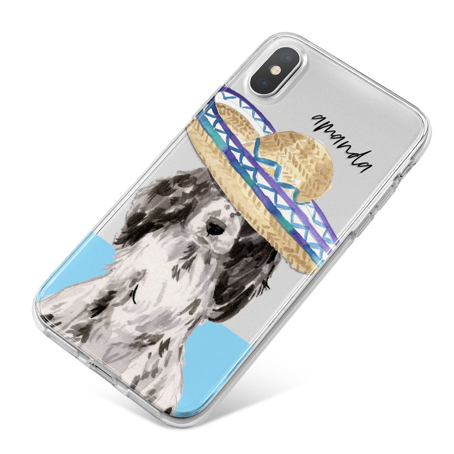Personalised Cocker Spaniel iPhone X Bumper Case on Silver iPhone