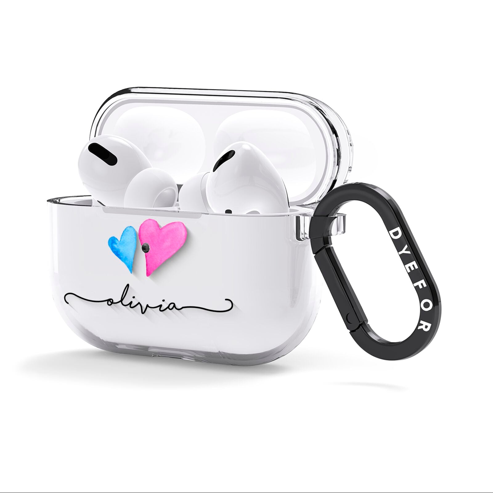 Personalised Confetti Hearts AirPods Clear Case 3rd Gen Side Image