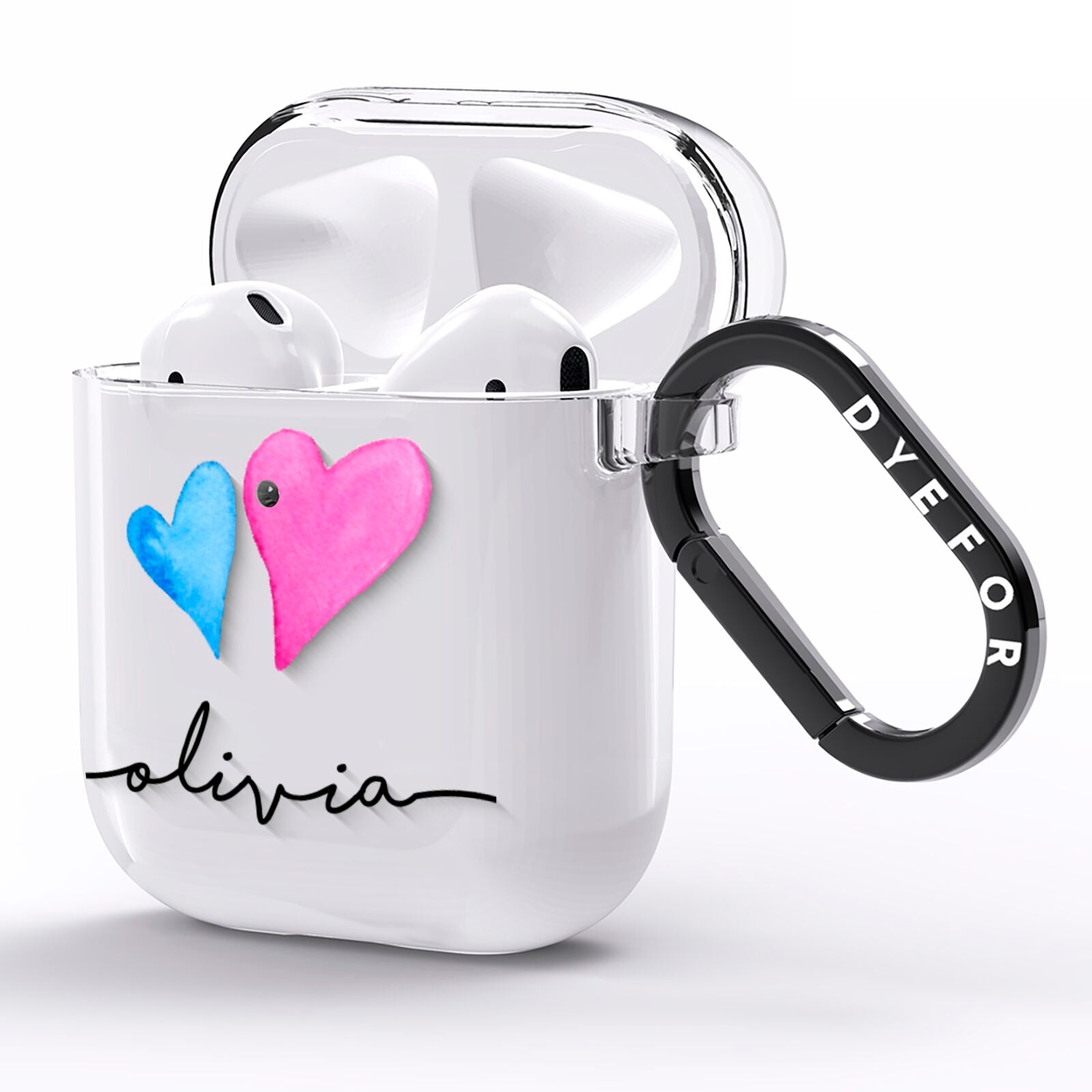 Personalised Confetti Hearts AirPods Clear Case Side Image