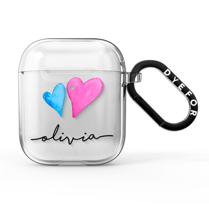 Personalised Confetti Hearts AirPods Clear Case