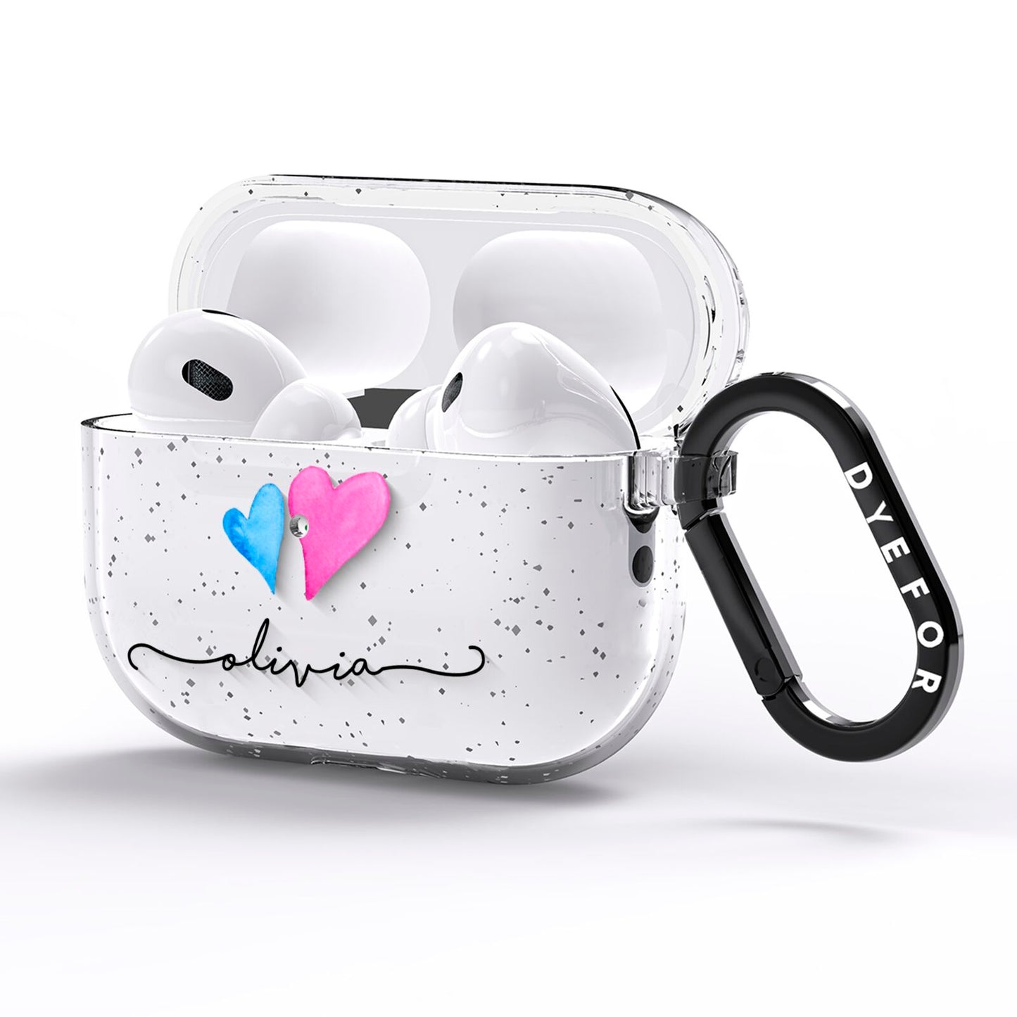Personalised Confetti Hearts AirPods Pro Glitter Case Side Image
