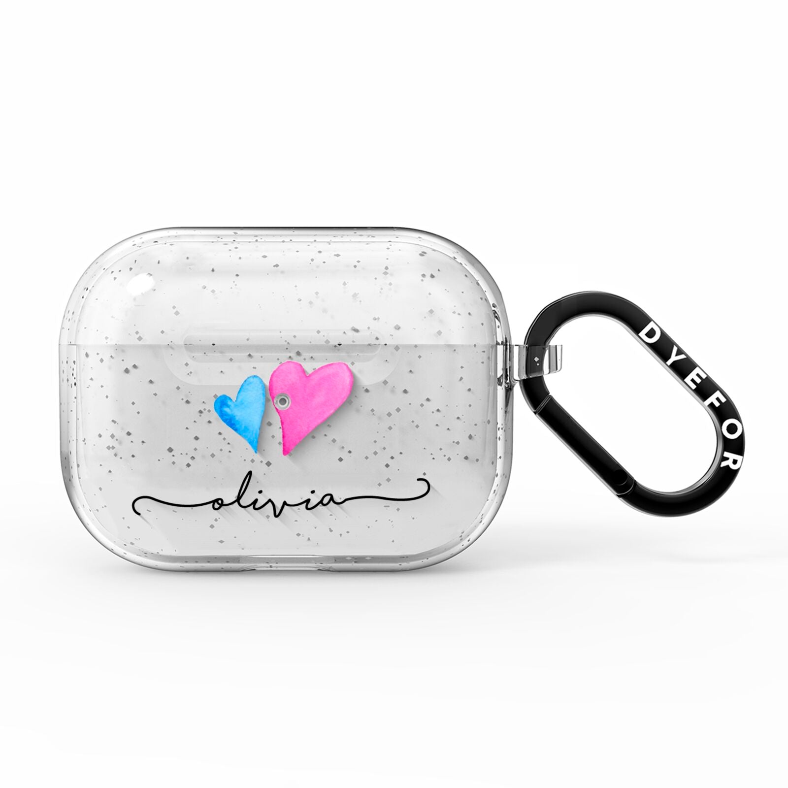 Personalised Confetti Hearts AirPods Pro Glitter Case