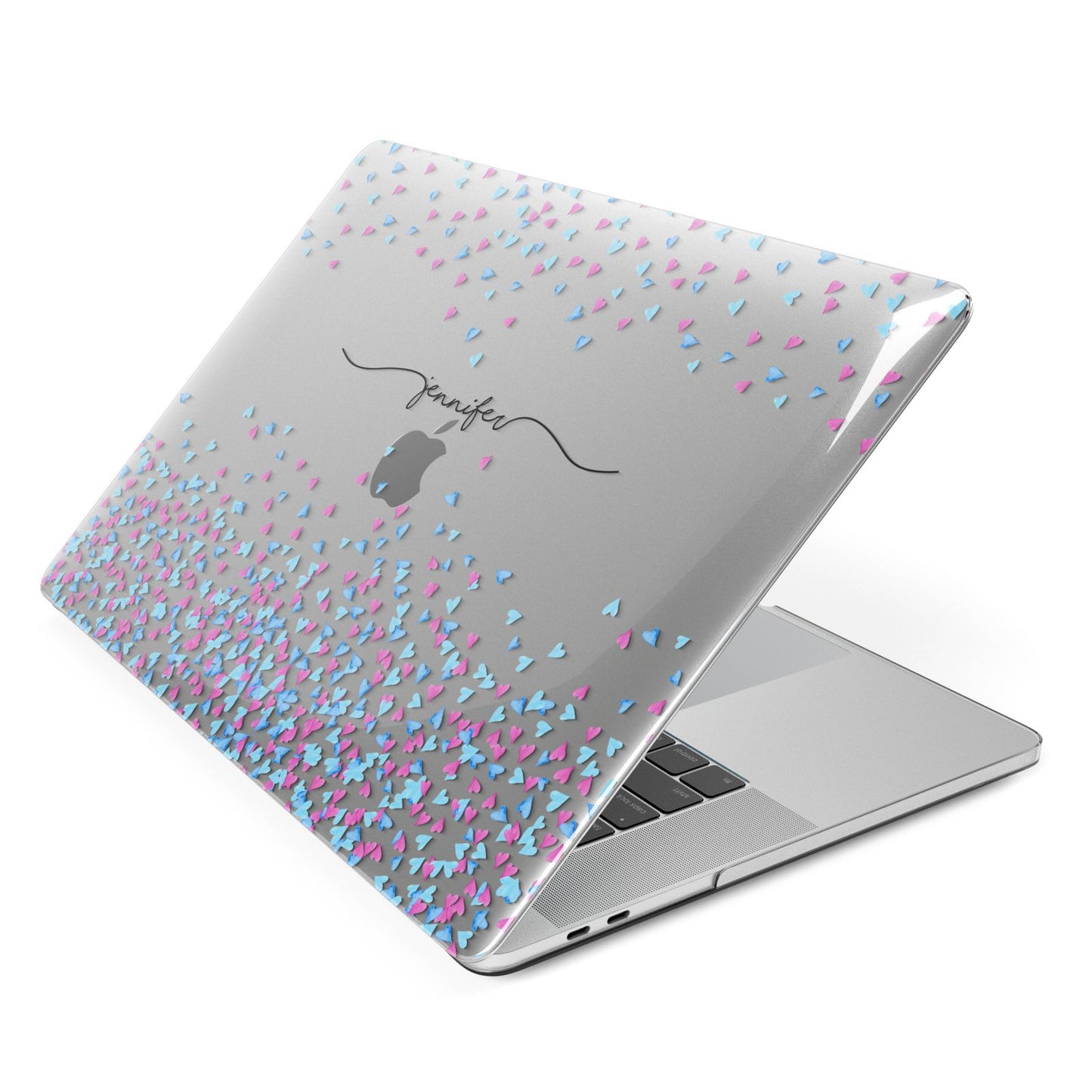 Personalised Confetti Hearts Apple MacBook Case Side View