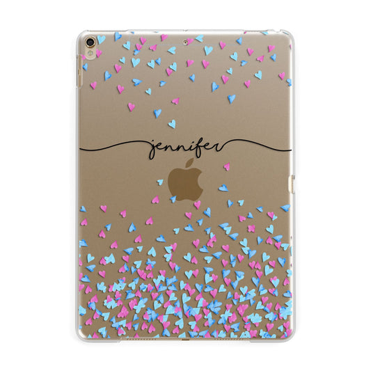 Personalised Confetti Hearts Apple iPad Gold Case