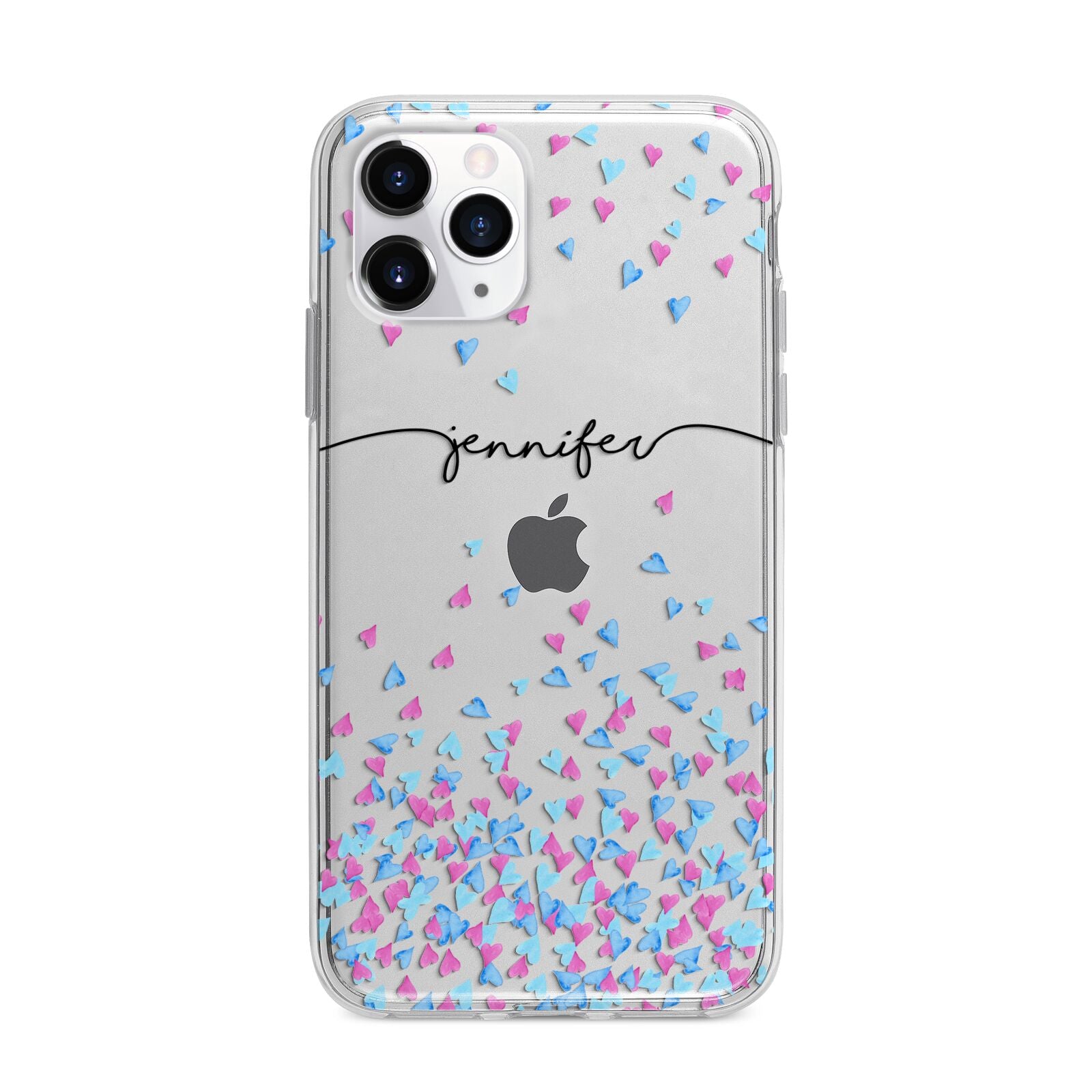 Personalised Confetti Hearts Apple iPhone 11 Pro in Silver with Bumper Case