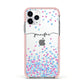 Personalised Confetti Hearts Apple iPhone 11 Pro in Silver with Pink Impact Case