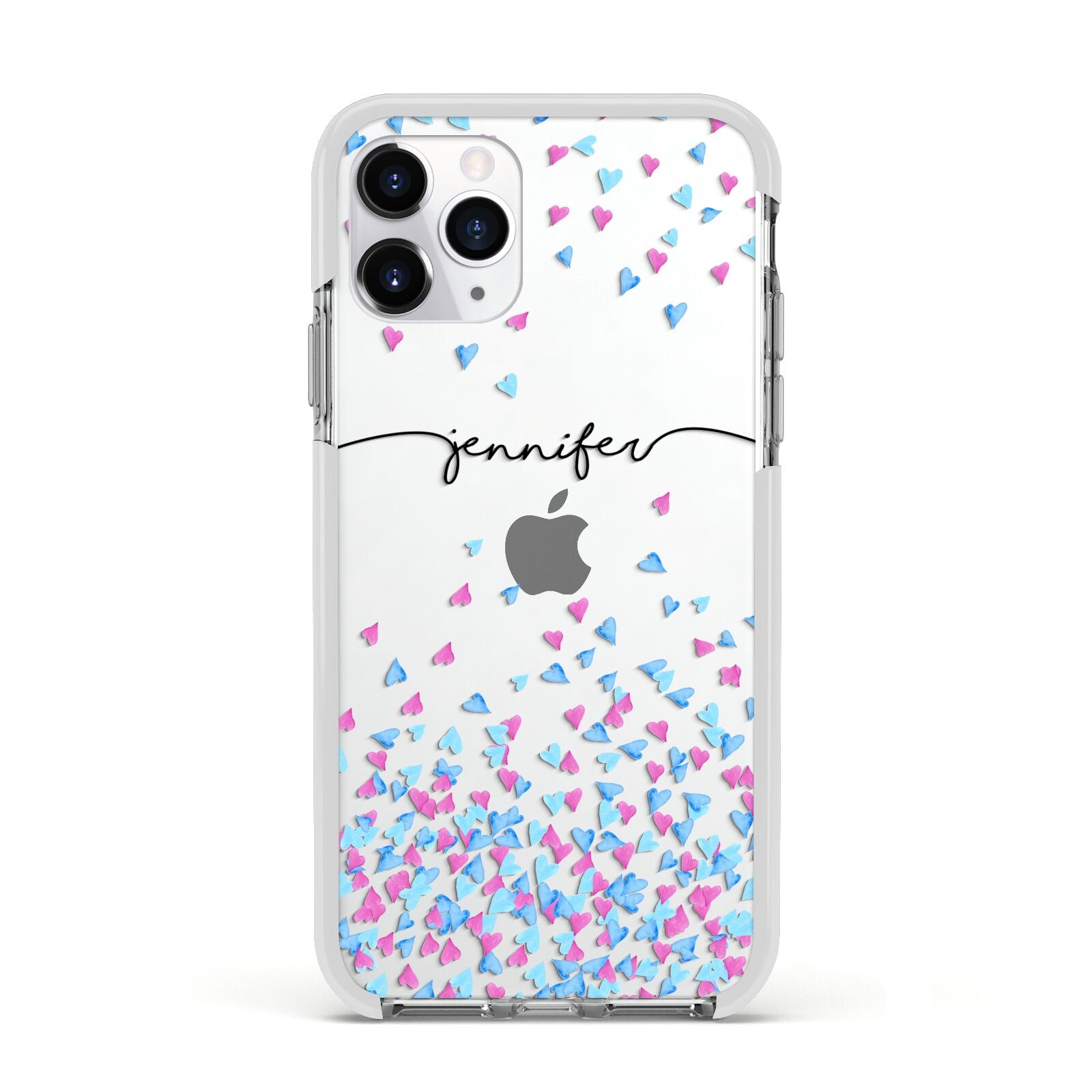 Personalised Confetti Hearts Apple iPhone 11 Pro in Silver with White Impact Case