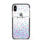 Personalised Confetti Hearts Apple iPhone Xs Impact Case Black Edge on Silver Phone