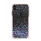 Personalised Confetti Hearts Apple iPhone Xs Max Impact Case Pink Edge on Black Phone