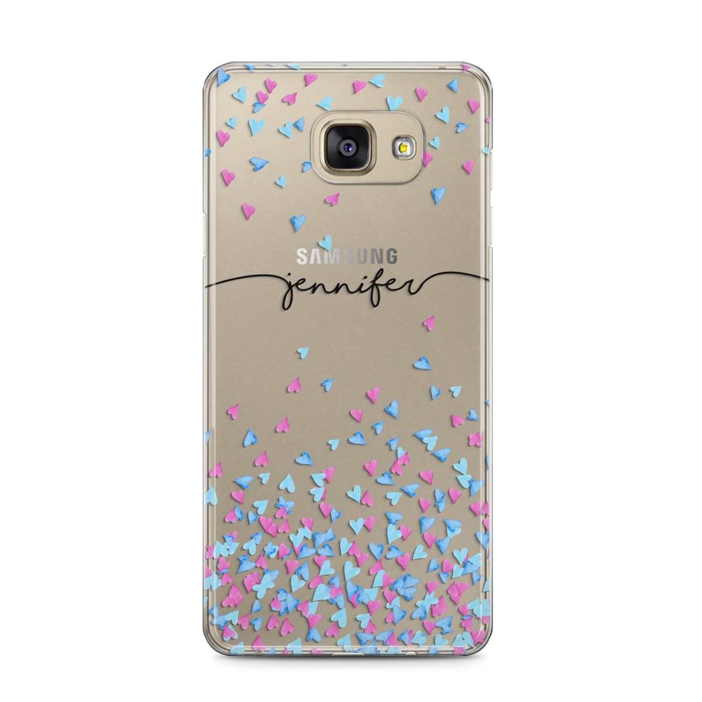 Personalised Confetti Hearts Samsung Galaxy A5 2016 Case on gold phone