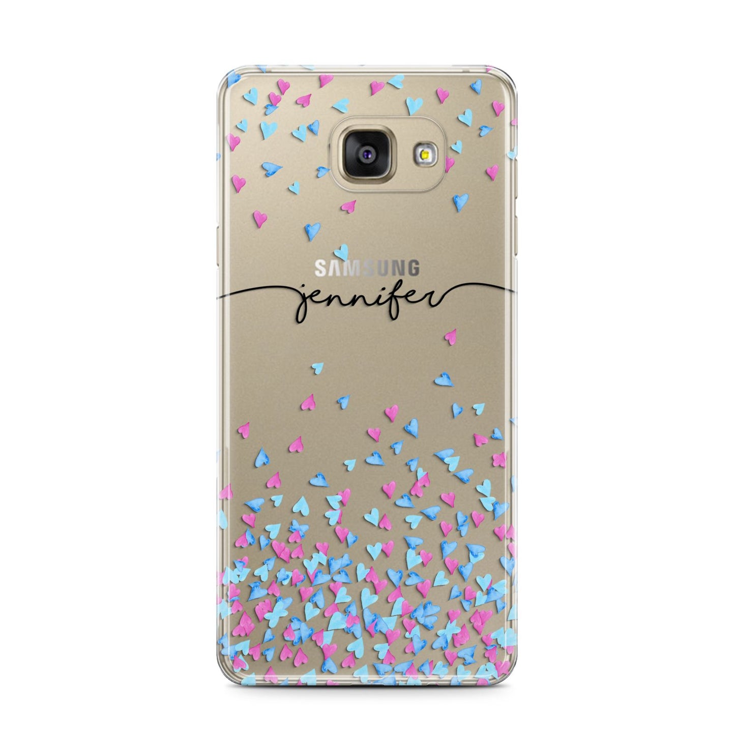 Personalised Confetti Hearts Samsung Galaxy A7 2016 Case on gold phone