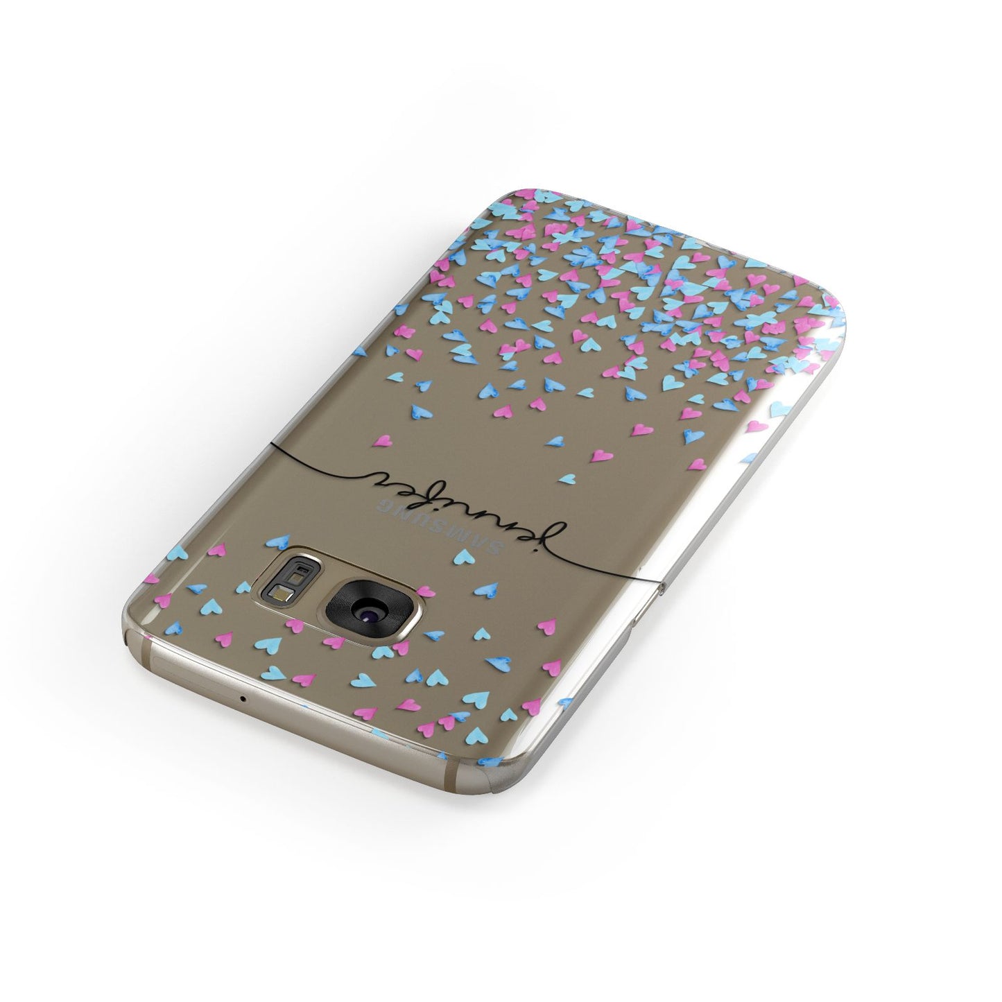 Personalised Confetti Hearts Samsung Galaxy Case Front Close Up
