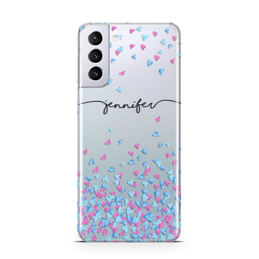 Personalised Confetti Hearts Samsung S21 Plus Phone Case