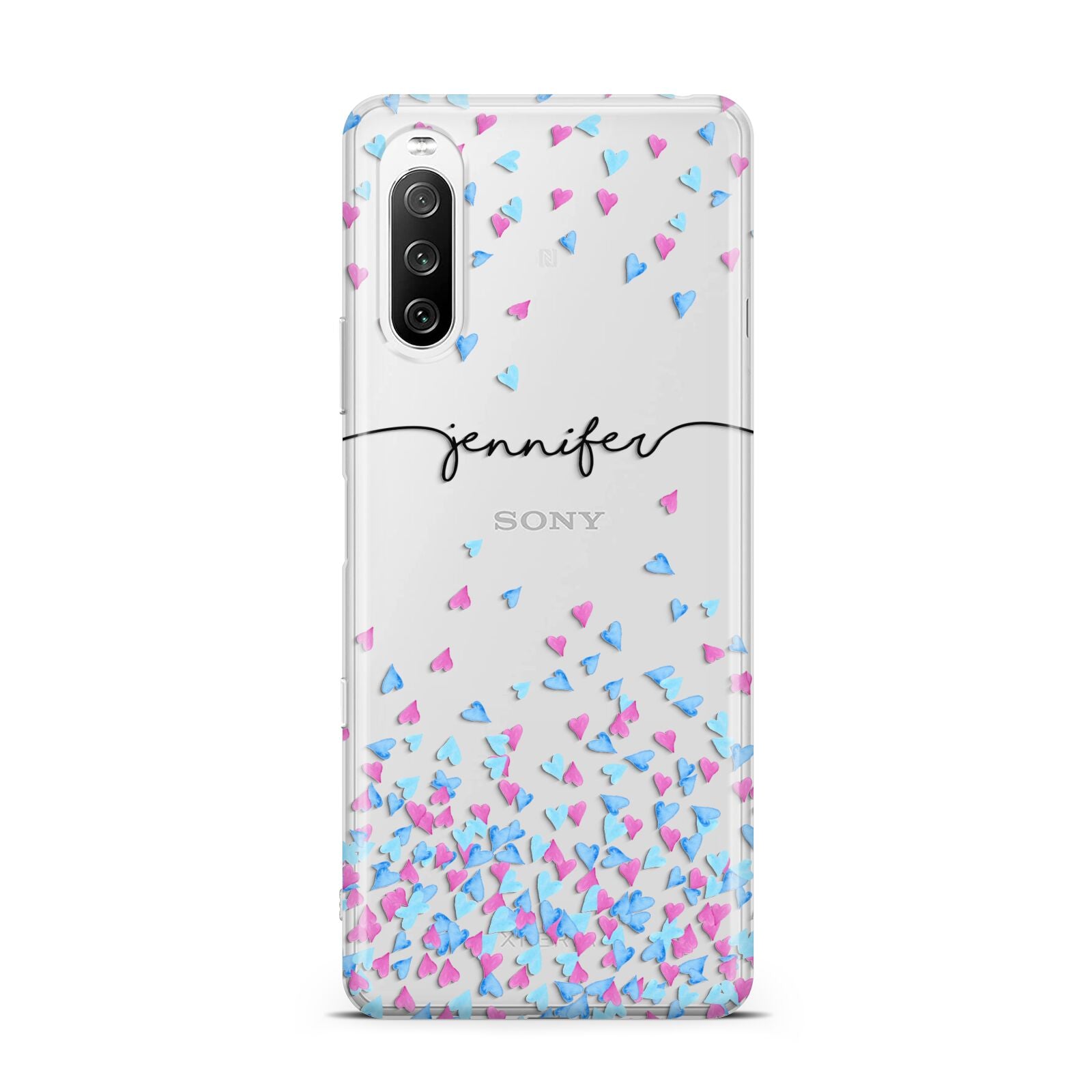 Personalised Confetti Hearts Sony Xperia 10 III Case