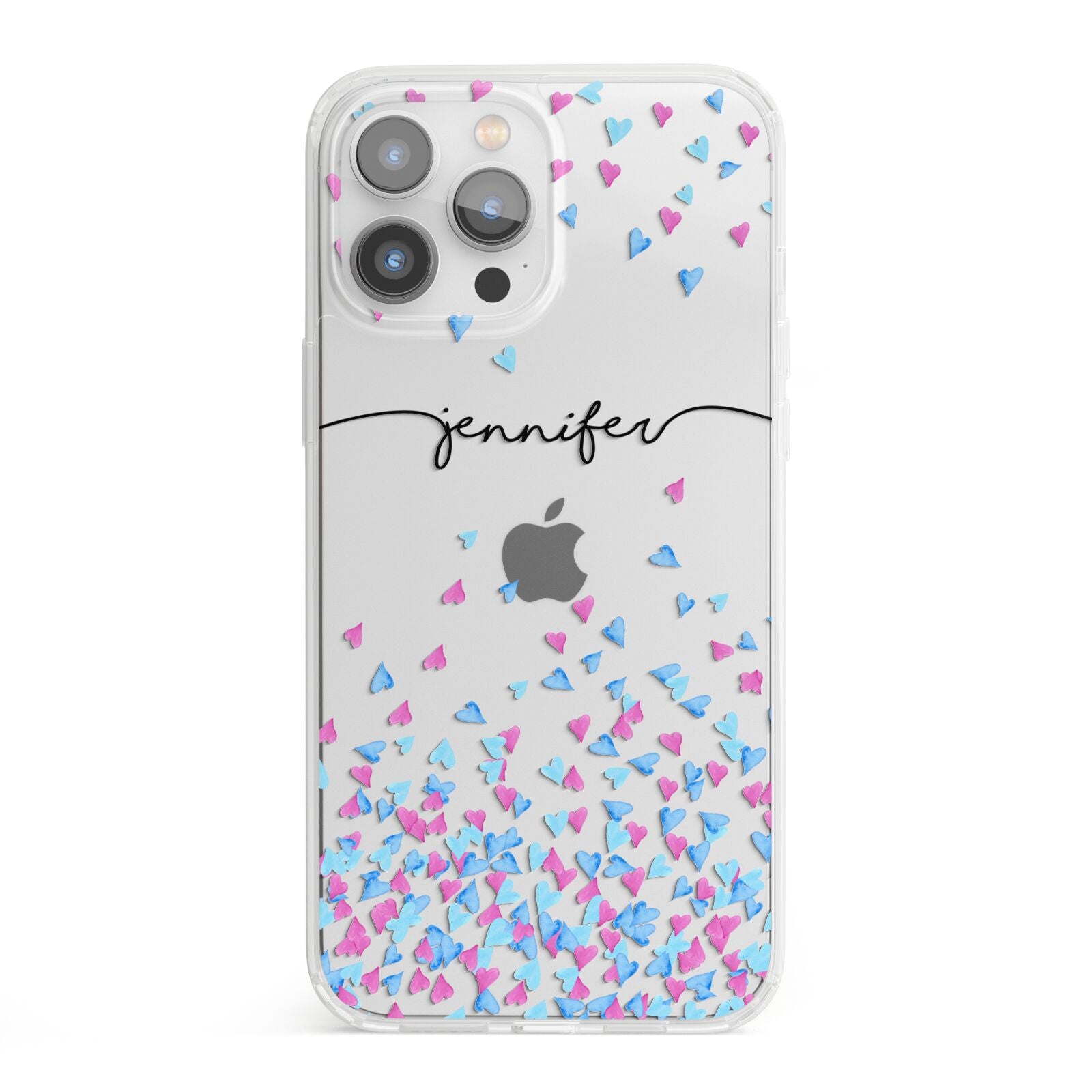 Personalised Confetti Hearts iPhone 13 Pro Max Clear Bumper Case