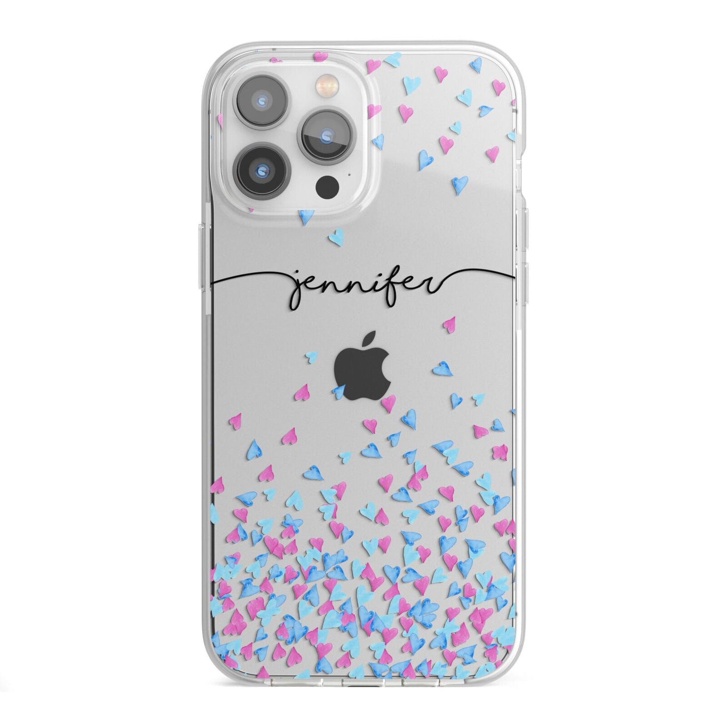 Personalised Confetti Hearts iPhone 13 Pro Max TPU Impact Case with White Edges
