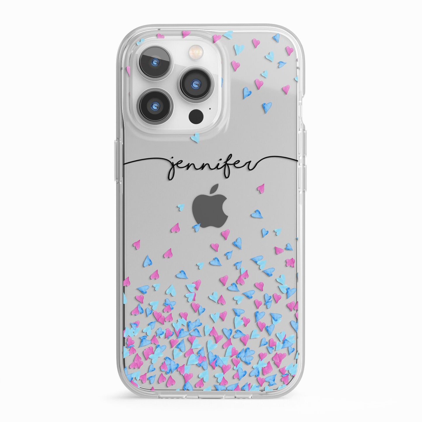 Personalised Confetti Hearts iPhone 13 Pro TPU Impact Case with White Edges